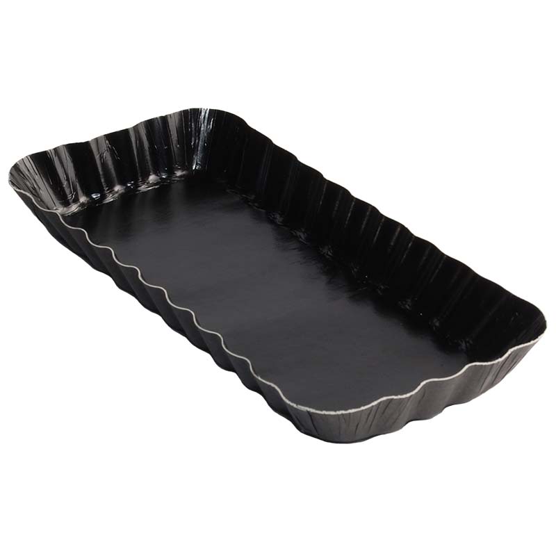 Fluted Rectangle Tray | Black Extruded PET 48658